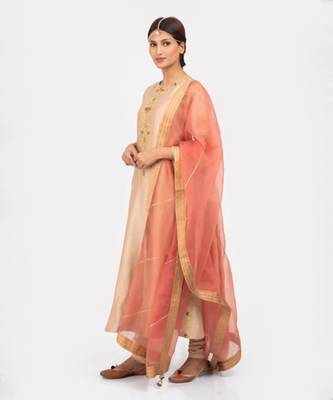 Rose beige kurta set 3