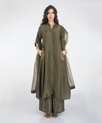 Moss green kurta set 1