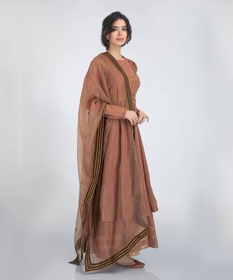 Brown anarkali set 4