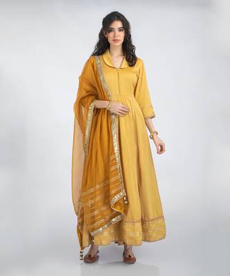 Golden beige anarkali set 1