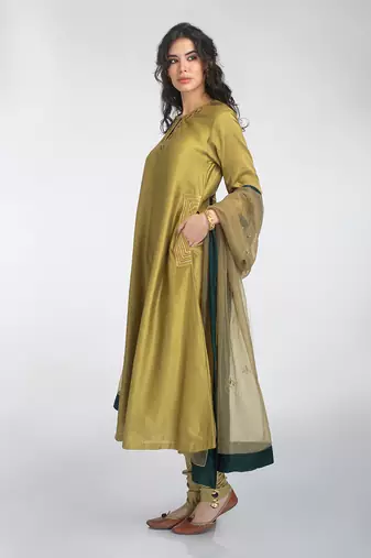Olive green kurta set
