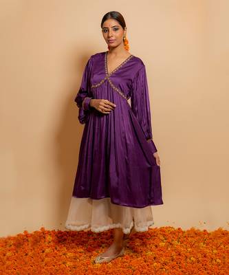 Violet front yoke kurta set 1