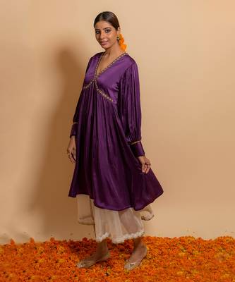 Violet front yoke kurta set 2