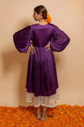 Violet front yoke kurta set