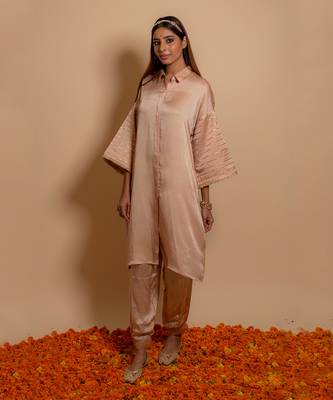 Rose beige kurta set 1
