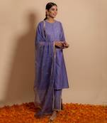 Lilac front yoke kurta set