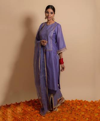 Lilac front yoke kurta set 2