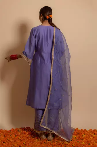 Lilac front yoke kurta set