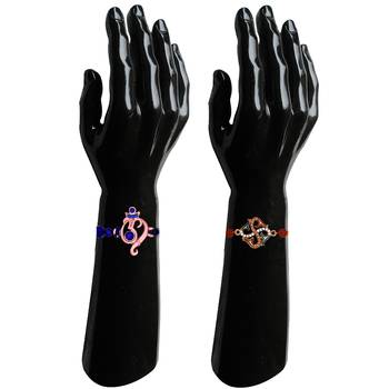 Mahi multicolor combo of evil eye, ganpati, swastik and peacock shaped rakhi set for brother's(rco1105541m) 2