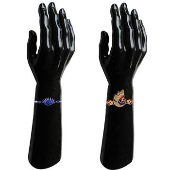 Mahi multicolor combo of evil eye, ganpati, swastik and peacock shaped rakhi set for brother's(rco1105541m) 3