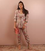 Grey gulbagh print blazer set