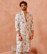 Ivory nargis print bomber kurta with jogger pant