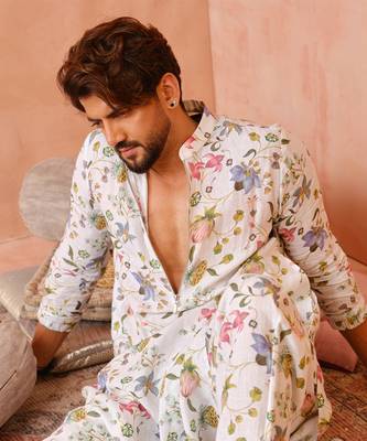 Ivory nargis print bomber kurta with jogger pant 2