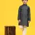 Green Stripes Cotton Jacquard Kurta Pajama Set for Boys\\Traditional Wear