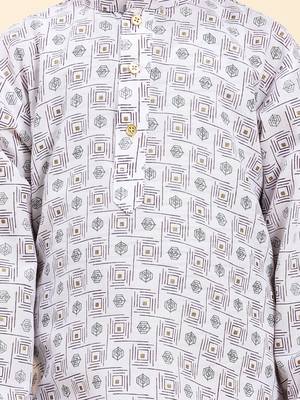 White Stripes Cotton Jacquard Kurta Pajama Set for Boys\\Traditional Wear 2
