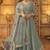 Slate Grey Embroidered Dola Silk Aanarakali Floor Length Suit