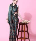 Rujave Copper Dark Green Chiffon Sarees With Blouse