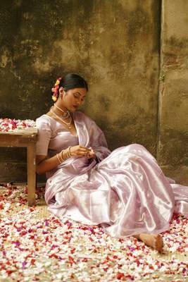 Blush Pink Handloom Tissue Saree Without Blouse 2