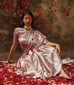 Pastel Coffee Hand Woven Tissue Saree 