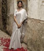 Milky White Handloom Tissue Saree Without Blouse