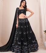Fusionic black embroidered lehenga-choli with blouse
