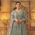 Slate Grey Embroidered Dola Silk Aanarakali Floor Length Suit
