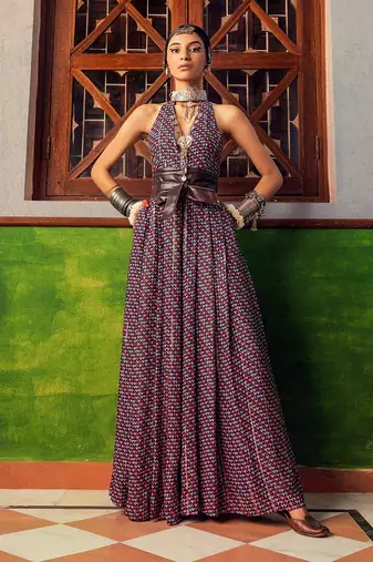 Blue printed jumpsuit