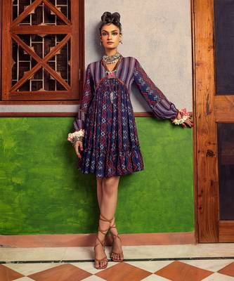 Blue printed dress 1