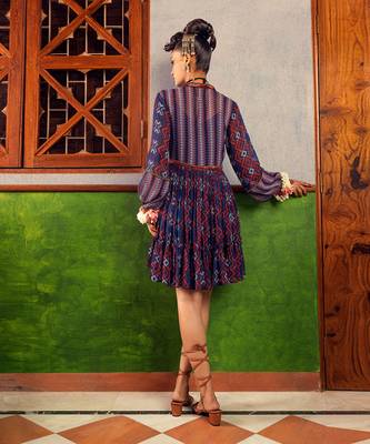 Blue printed dress 3