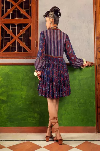 Blue printed dress