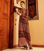 Brown printed tiered dress