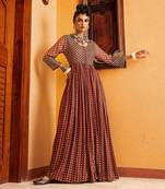 Brown cotton printed dress