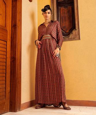 Brown printed dress 1