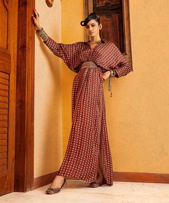 Brown printed dress 2