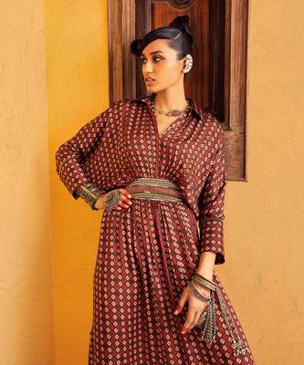 Brown printed dress 3