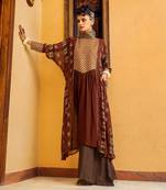 Brown georgette printed dress