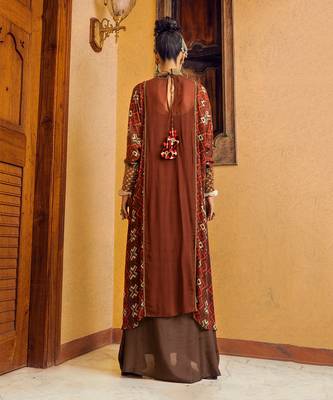 Brown georgette printed dress 3