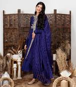 Royal blue embroidered anarkali set