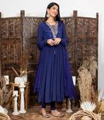 Royal blue anarkali set