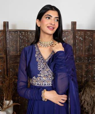 Blue embroidered anarkali set 4