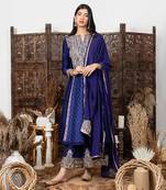 Royal blue embroidered kurta set