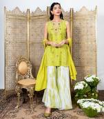 Green embroidered short kurta set