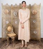 Beige embroidered anarkali set