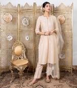 Beige embroidered kurta set