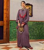 Blue printed & embroidered kurta