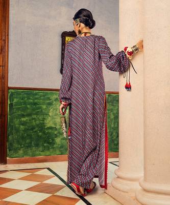 Blue printed & embroidered kurta 3