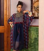 Blue printed & embroidered tunic