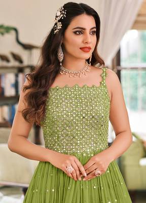 Mahendi Embroidered Georgette Floor Length Salwar Kameez 2