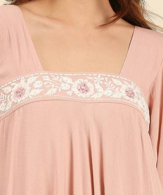 Pink crepe wrinkle kurta set 4