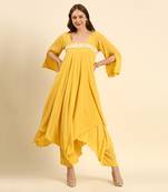 Yellow crepe wrinkle kurta set